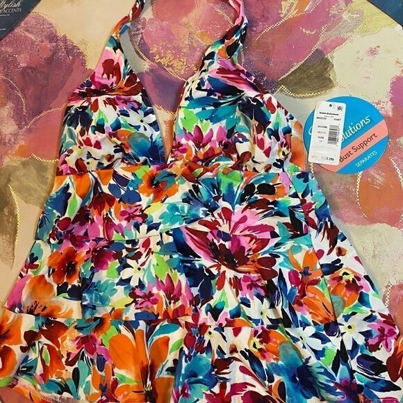 Swim solutions la Belle fleur tankini top Size 14 - Picture 6 of 10
